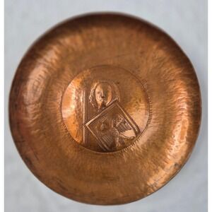Handarbeit Mid Century Copper Plate Medieval Knight Crest Vintage Excellent
